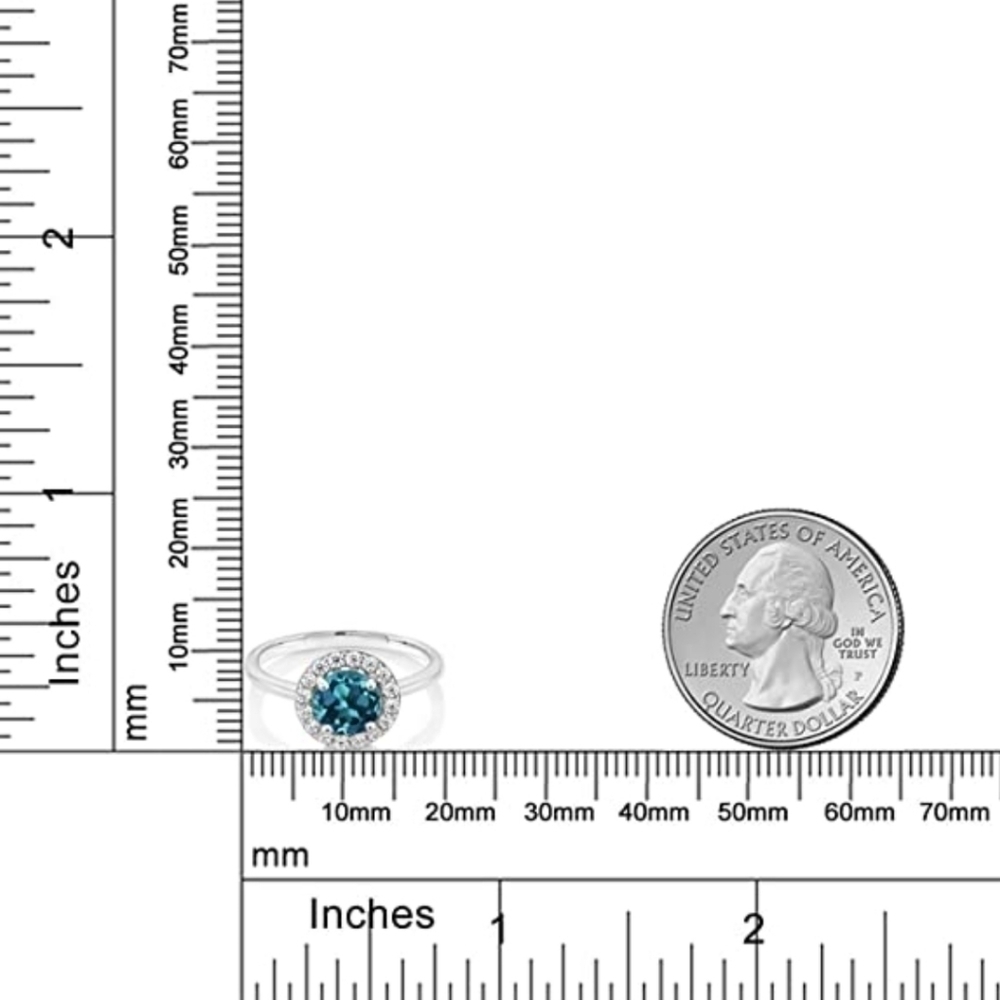 1.86ct Diamond London Blue Topaz Halo Ring 925 Wedding Band Anniversary Gift - Picture 4 of 5